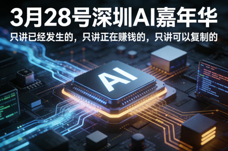 3月28号深圳AI嘉年华，只讲已经发生的，只讲正在賺钱的，只讲可以复制的 - 臻优资源网