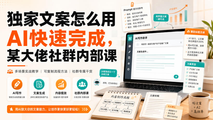 独家文案怎么用AI快速完成，某大佬社群内部课 - 臻优资源网