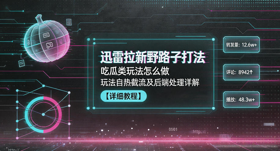 迅雷拉新野路子打法，吃瓜类玩法怎么做，玩法自热截流及后端处理详解 - 臻优资源网