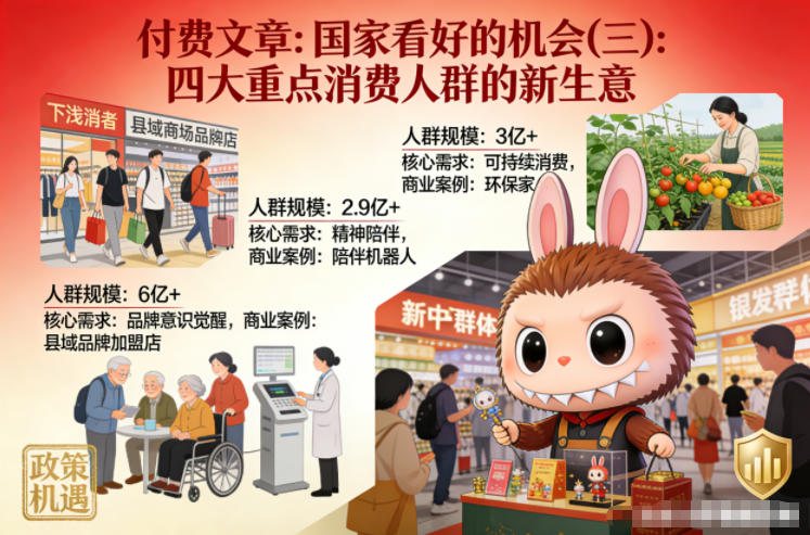 付费文章：国家看好的机会(三)：四大重点消 费人群的新生意 - 臻优资源网