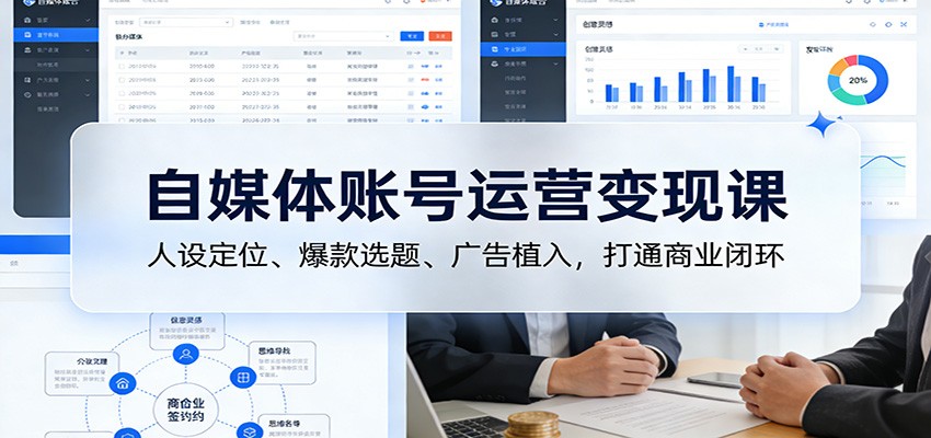 自媒体账号运营变现课：人设定位、爆款选题、广告植入，打通商业闭环 - 臻优资源网