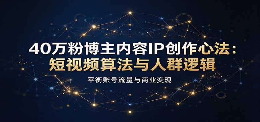 40万粉博主内容IP创作心法:短视频算法与人群逻辑,平衡账号流量与商业变现 - 臻优资源网