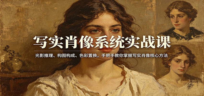 写实肖像系统实战课：光影推理、构图构成、色彩置换，手把手教你掌握写实肖像核心方法 - 臻优资源网