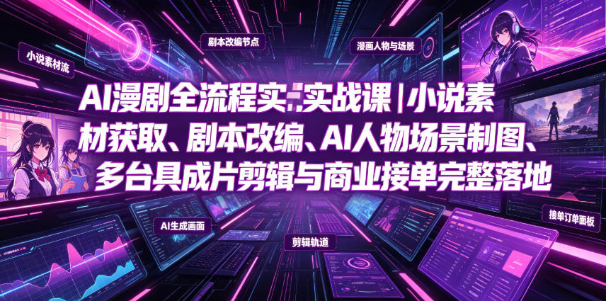 AI漫剧全流程实战课｜小说素材获取、剧本改编、AI人物场景制图、多工具成片剪辑、平台付费变现与商业接单完整落地 - 臻优资源网