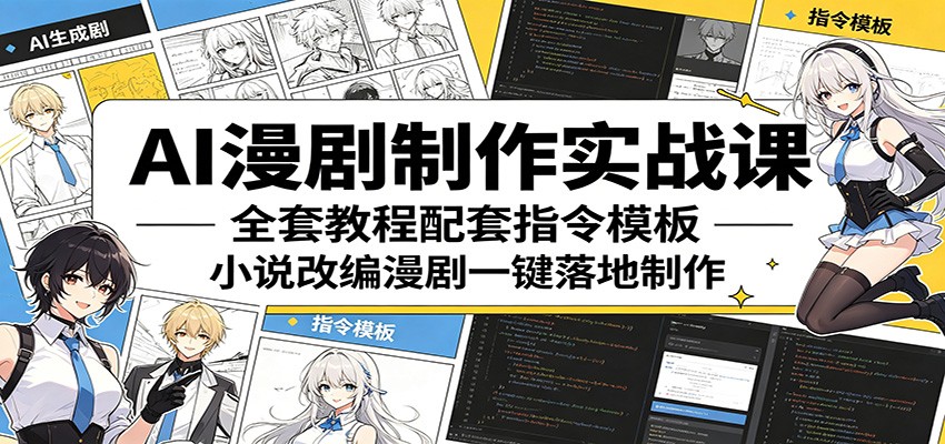 AI漫剧制作实战课：全套教程配套指令模板，小说改编漫剧一键落地制作 - 臻优资源网