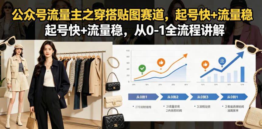 公众号流量主之穿搭贴图赛道，起号快+流量稳，从0-1全流程讲解 - 臻优资源网