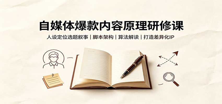 自媒体爆款内容原理研修课：人设定位选题叙事，脚本架构，算法解读打造差异化IP - 臻优资源网