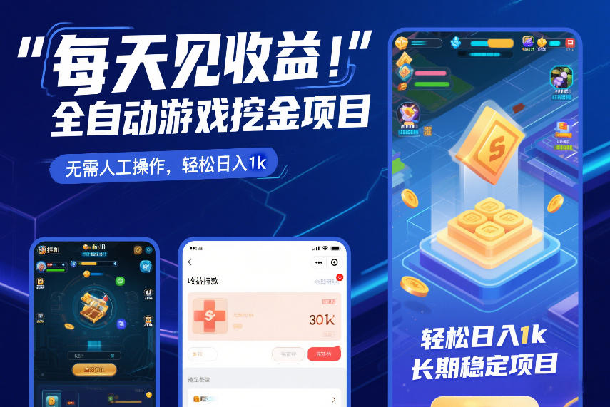 每天见收益，全自动游戏挖金项目，无需人工操作，轻松日入1k，长期稳定项目【揭秘】 - 臻优资源网