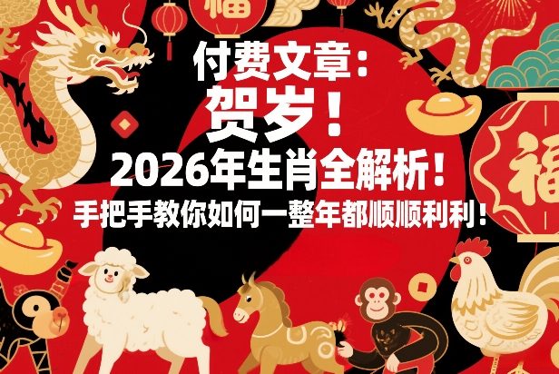 付费文章：贺岁！2026年生肖全解析！手把手教你如何一整年都顺顺利利！ - 臻优资源网