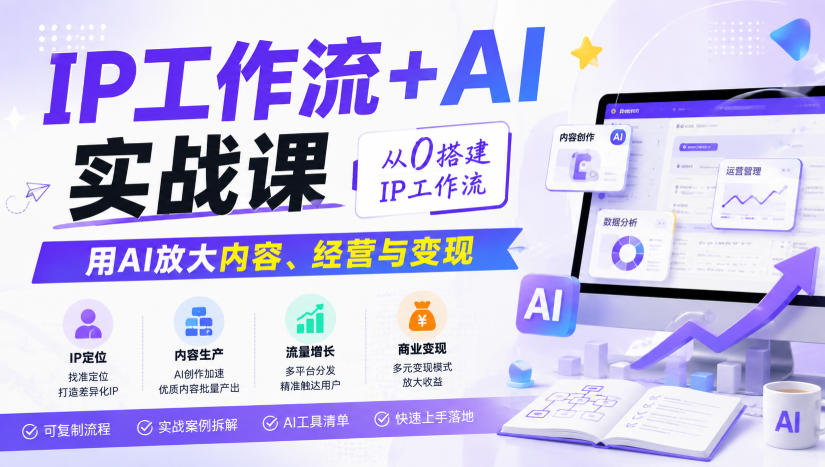 IP工作流+AI实战课，从0搭建IP工作流，用AI放大内容、经营与变现 - 臻优资源网