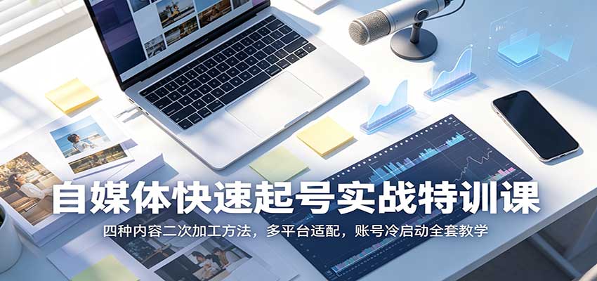 自媒体快速起号实战特训课：四种内容二次加工方法，多平台适配，账号冷启动全套教学 - 臻优资源网