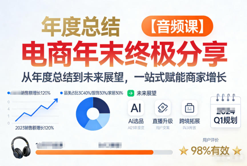 电商年未终极分享，从年度总结到未来展望，一站式赋能商家增长【音频课】 - 臻优资源网