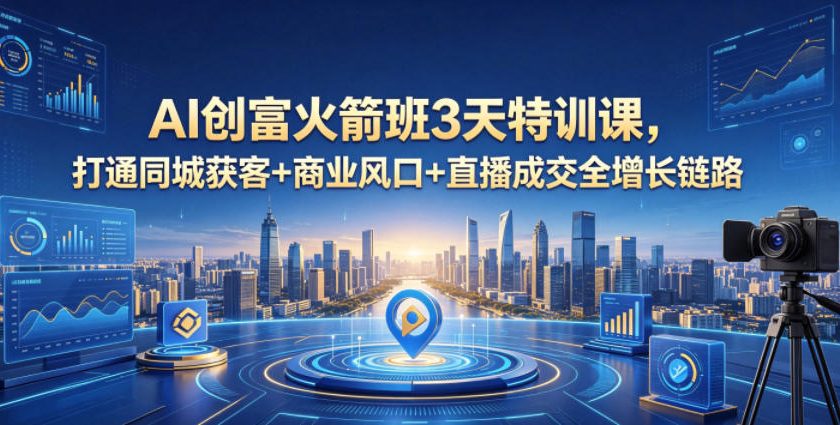 AI创富火箭班3天特训课，打通同城获客+商业风口+直播成交全增长链路，2026年4月新课 - 臻优资源网