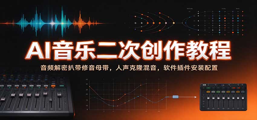 AI音乐二次创作教程：音频解密扒带修音母带，人声克隆混音，软件插件安装配置 - 臻优资源网