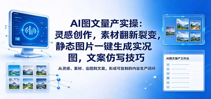 AI图文量产实操：灵感创作，素材翻新裂变，静态图片一键生成实况图，文案仿写技巧 - 臻优资源网
