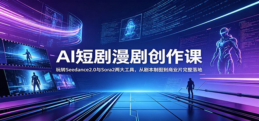 AI短剧漫剧创作课：玩转Seedance2.0与 Sora2两大工具，从剧本制图到商业片完整落地 - 臻优资源网
