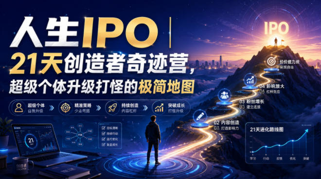 人生IPO︱21天创造者奇迹营，​超级个体升级打怪的极简地图 - 臻优资源网