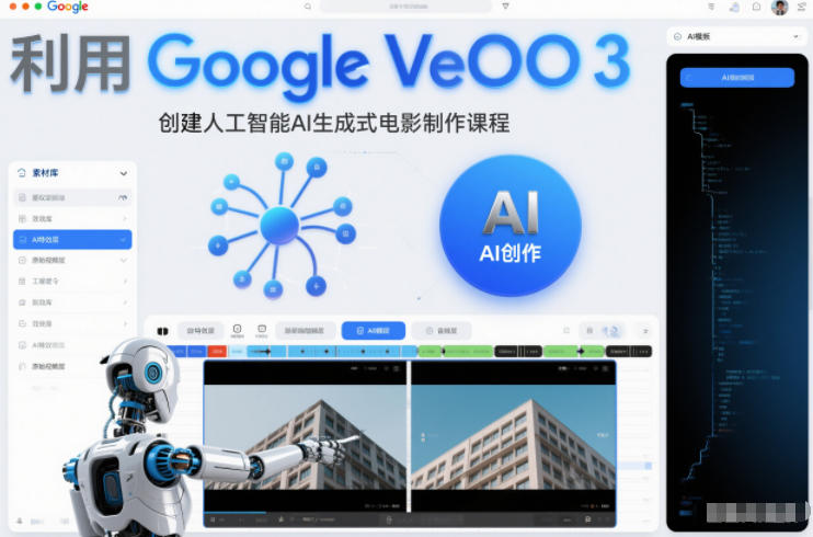 利l用Google Veo 3创建人工智能AI生成式电影制作课程，使用人工智能的力量创建令人惊叹的视频 - 臻优资源网