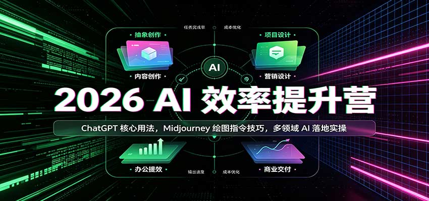2026 AI效率提升营：ChatGPT核心用法，Midjourney绘图指令技巧，多领域AI落地实操 - 臻优资源网