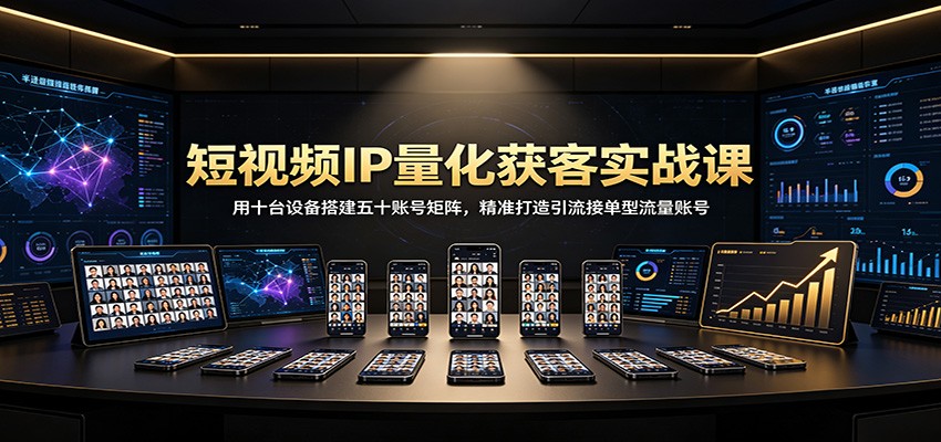 短视频IP量化获客实战课：用十台设备搭建五十账号矩阵，精准打造引流接单型流量账号 - 臻优资源网