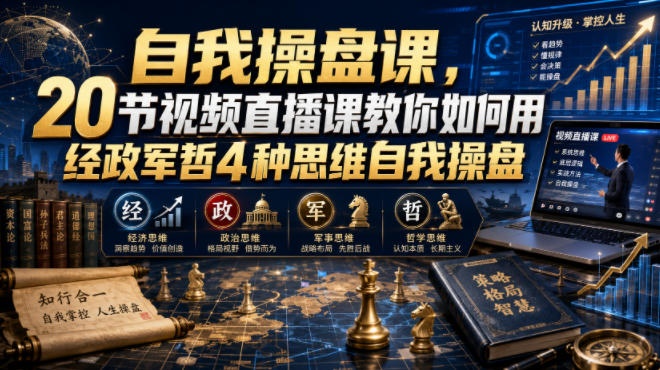 自我操盘课，20节视频直播课教你如何用经政军哲4种思维自我操盘 - 臻优资源网