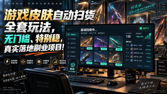 游戏皮肤自动扫货全套玩法，无门槛、特别稳，真实落地副业项目！【揭秘】 - 臻优资源网