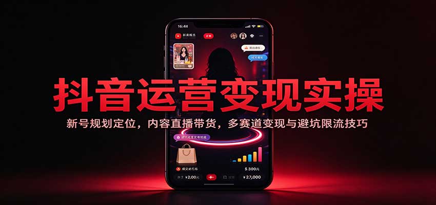抖音运营变现实操：新号规划定位，内容直播带货，多赛道变现与避坑限流技巧 - 臻优资源网