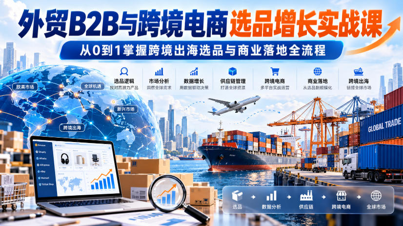 外贸B2B与跨境电商选品增长实战课，从0到1掌握跨境出海选品与商业落地全流程 - 臻优资源网