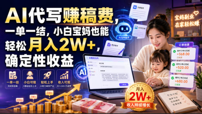 AI代写賺稿费，一单一结，小白宝妈也能轻松月入2W+，确定性收益【揭秘】 - 臻优资源网