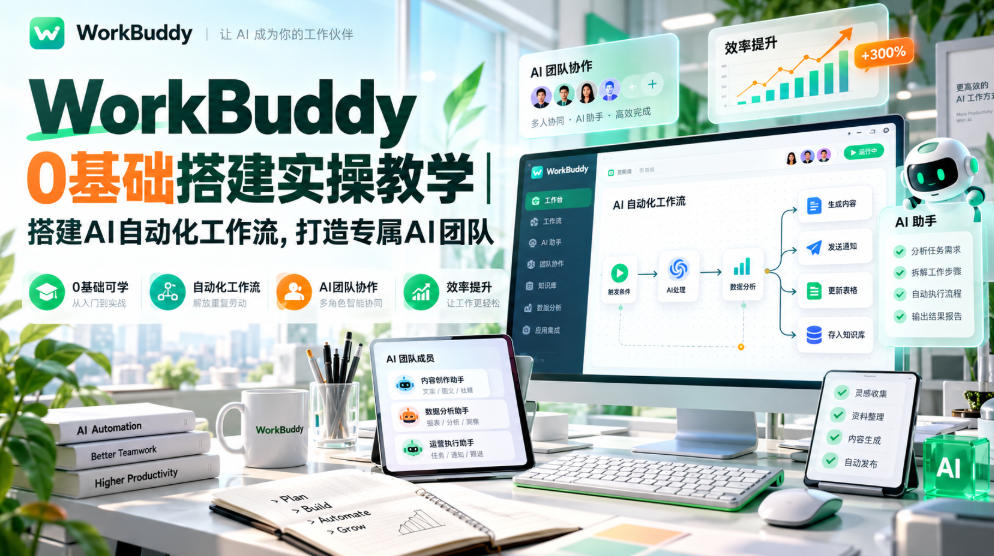WorkBuddy 0基础搭建实操教学｜搭建AI自动化工作流，打造专属AI团队 - 臻优资源网