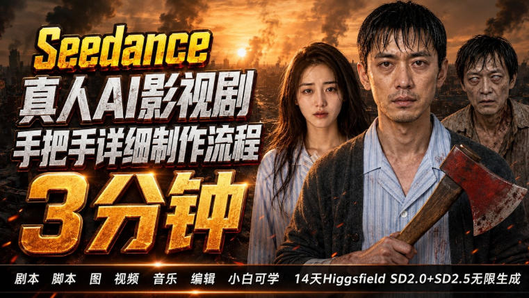 3分钟真人AI影视剧怎么做？SD 2.0手把手完整制作流程｜Higgsfield 14天SD 2.0/2.5无限生成 - 臻优资源网