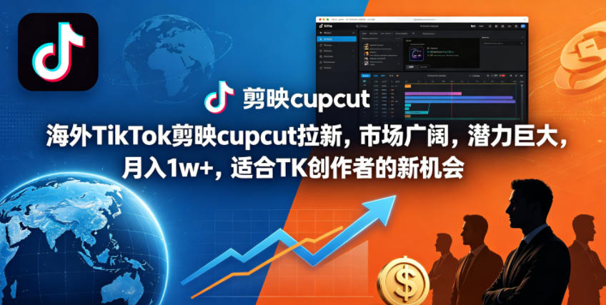 海外TikTok剪映cupcut拉新，市场广阔，潜力巨大，月入1w+，适合TK创作者的新机会 - 臻优资源网
