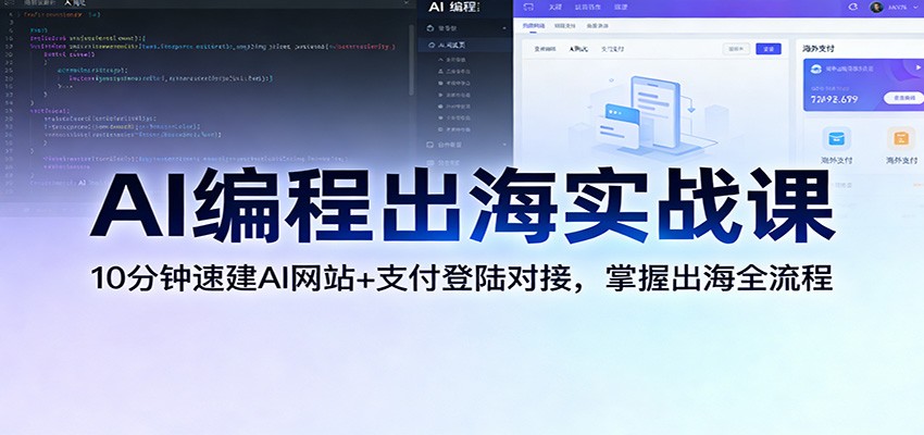 AI编程出海实战课：10分钟速建AI网站+支付登陆对接，掌握出海全流程 - 臻优资源网