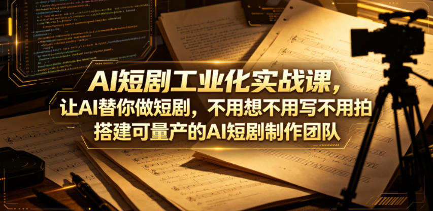 AI短剧工业化实战课，让AI替你做短剧，不用想不用写不用拍，搭建可量产的AI短剧制作团队 - 臻优资源网