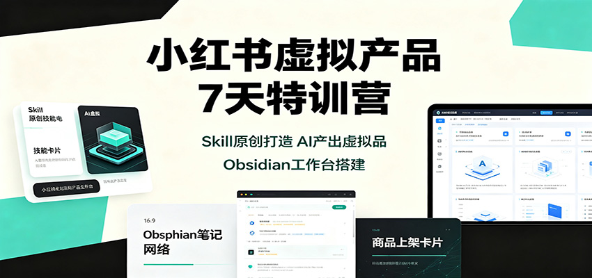 小红书虚拟产品7天特训营：Skill原创打造，AI产出虚拟品，Obsidian工作台搭建 - 臻优资源网