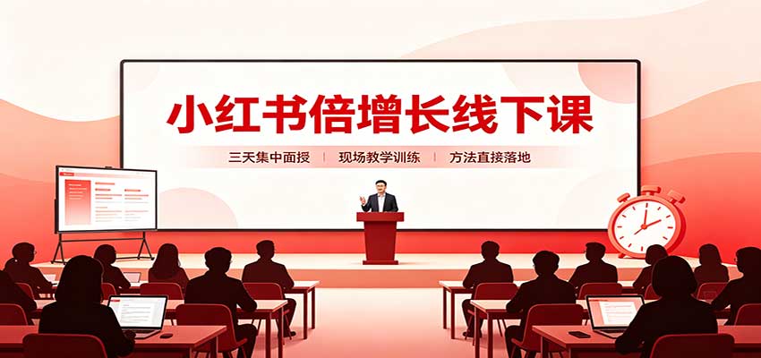 小红书倍增长线下课：三天集中面授，拆解选品、素材制作与起号全链路 - 臻优资源网