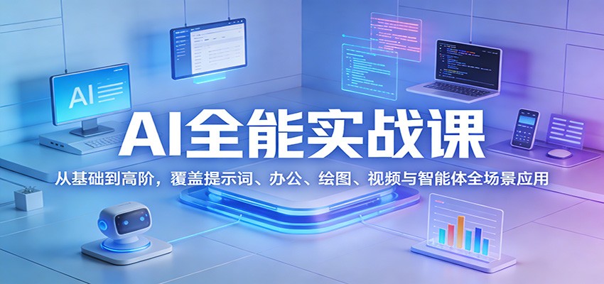 AI全能实战课：从基础到高阶，覆盖提示词、办公、绘图、视频与智能体全场景应用 - 臻优资源网