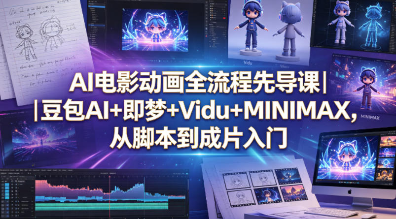 AI电影动画全流程先导课｜豆包AI+即梦+Vidu+MINIMAX，从脚本到成片入门 - 臻优资源网