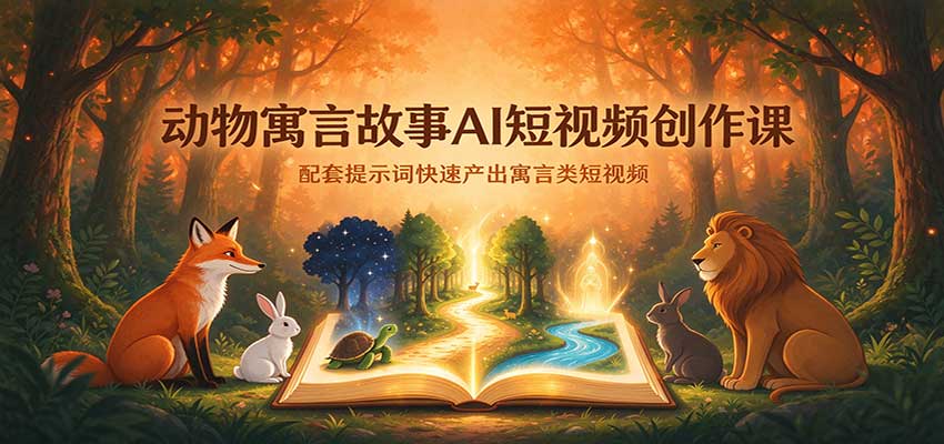 动物寓言故事AI短视频创作课：配套提示词快速产出寓言类短视频 - 臻优资源网