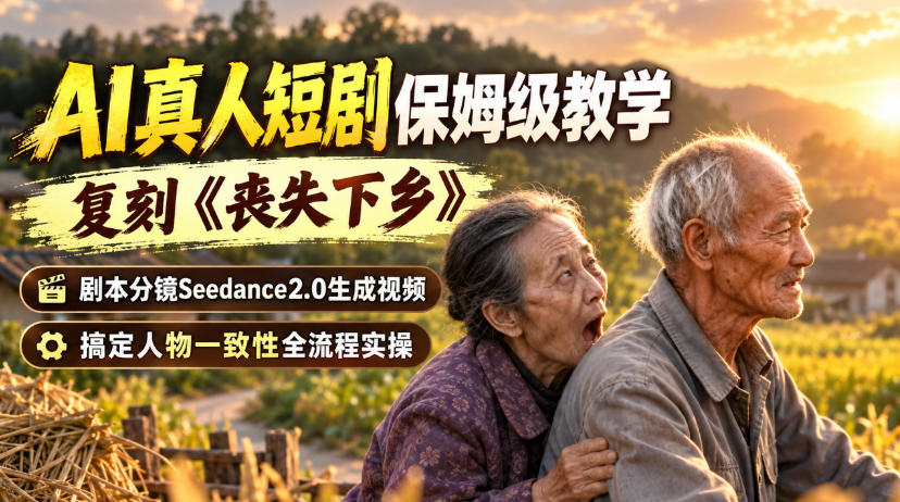 AI真人短剧保姆级教学，复刻《丧失下乡》，剧本分镜Seedance2.0生成视频，搞定人物一致性全流程实操 - 臻优资源网