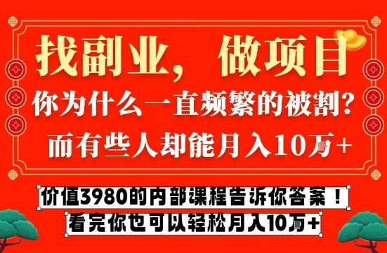 价值3980的网创内部课程，告诉你互联网创业月入10个W的秘密【揭秘】 - 臻优资源网