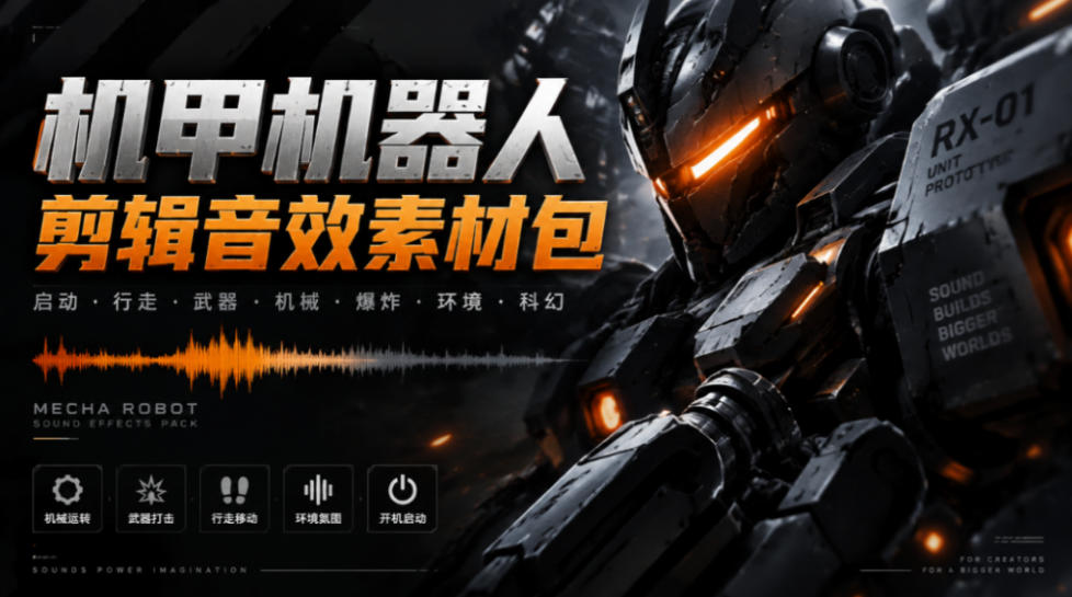 宝藏机甲音效合集！机甲机器人变形能量移动无损音效素材，全部中文汉化处理Boom Library Mechs&Robots Designed - 臻优资源网