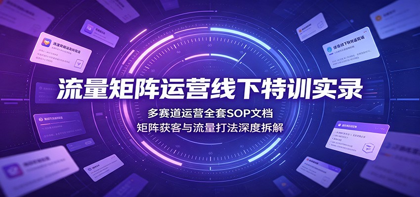 流量矩阵运营线下特训实录：多赛道运营全套SOP文档，矩阵获客与流量打法深度拆解 - 臻优资源网