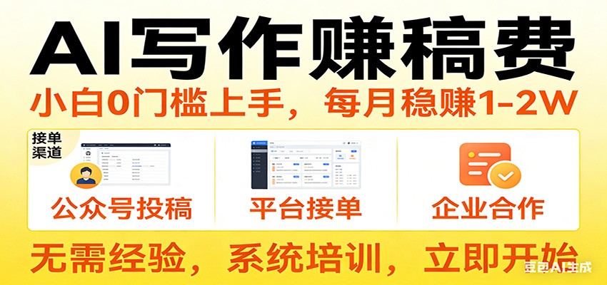 用AI写作赚稿费，提供接单渠道，每月稳赚1-2W，小白0门槛上手！ - 臻优资源网