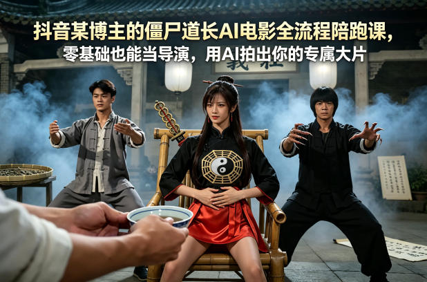 抖音某博主的僵尸道长AI电影全流程陪跑课，零基础也能当导演，用AI拍出你的专属大片 - 臻优资源网