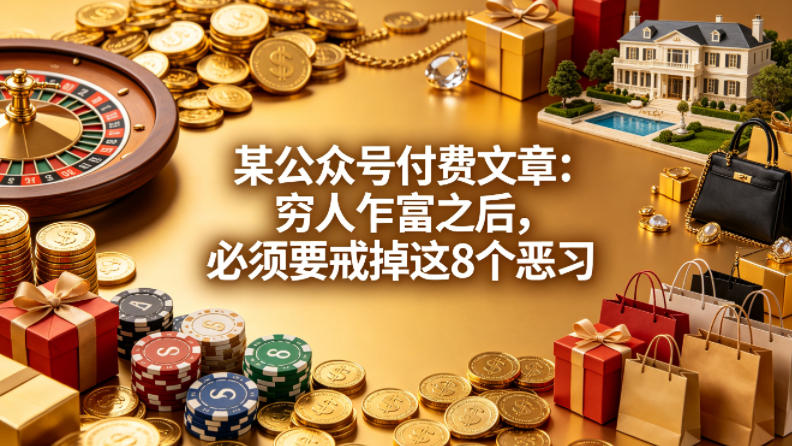 某公众号付费文章：穷人乍富之后，必须要戒掉这8个恶习 - 臻优资源网