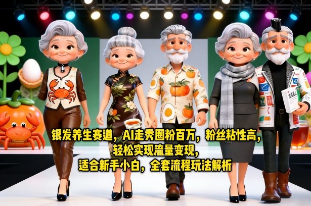 银发养生赛道，AI走秀圈粉百万，粉丝粘性高，轻松实现流量变现，适合新手小白，全套流程玩法解析 - 臻优资源网