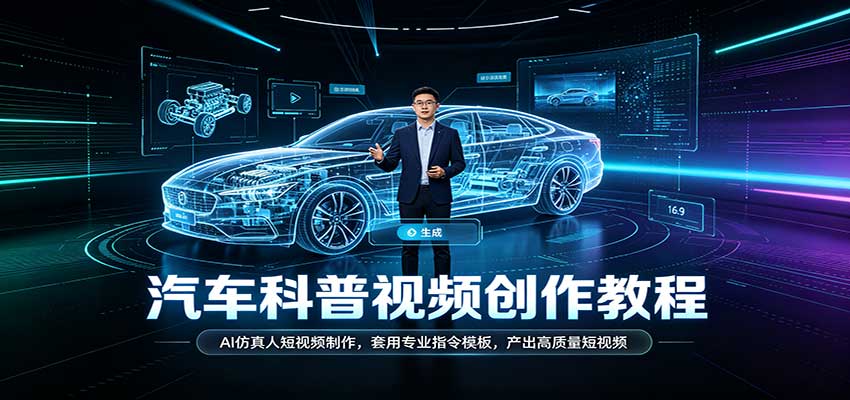 汽车科普视频创作教程：AI仿真人短视频制作，套用专业指令模板，产出高质量短视频 - 臻优资源网