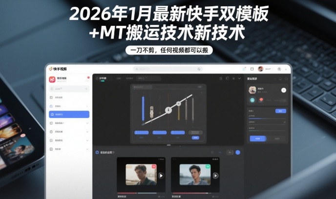 2026年1月最新快手双模板+MT搬运技术，一刀不剪，任何视频都可以搬 - 臻优资源网