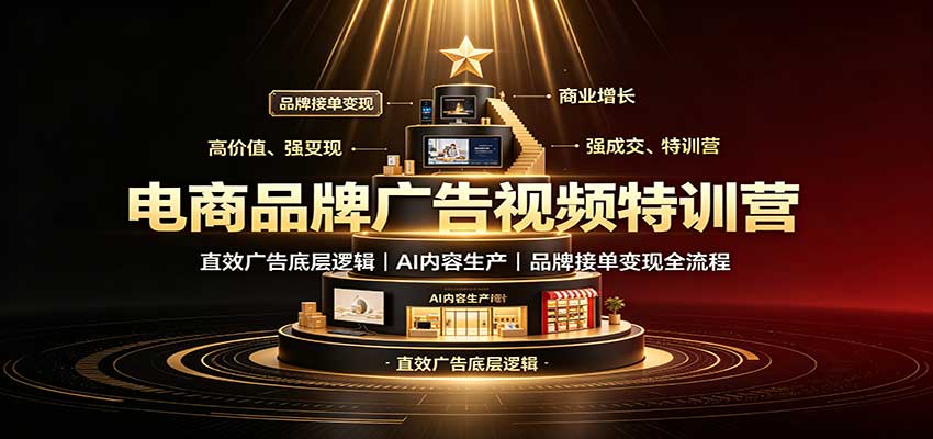 电商品牌广告视频特训：直效广告底层逻辑，AI内容生产，品牌接单变现全流程 - 臻优资源网